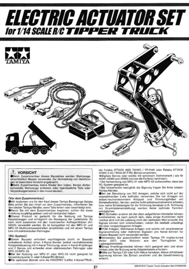 ACTUATOR SET FOR TIPPER TRUCK 1/14